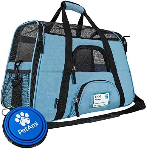 PetAmi Airline Approved Pet Carrier for Cat, Soft Sided Dog Carrier for Small Dogs, Cat Travel Supplies Accessories for Indoor Cats, Ventilated Pet Carrying Bag Medium Large Kitten Puppy, Large Blue