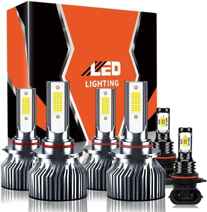 Compatible For Subaru WRX 2015-2020 High/Low Beam Fog Light Bulbs Kit, 32000LM 300% Brightness 6500K White with Cooling Fan, Plug and Play, Pack of 6