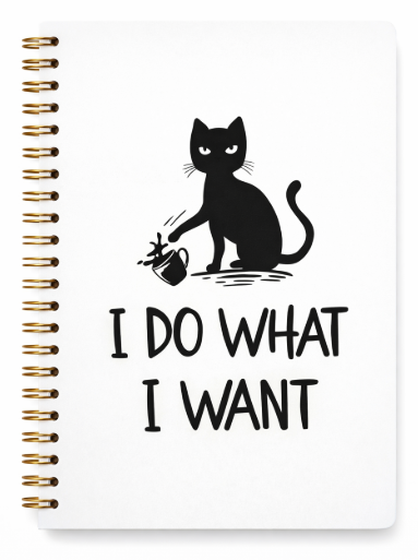 3 Units Funny Black Cat Notebook, Cat Gifts for Cat Lovers Girls Women, Cat Journal, Cat Mom Gifts, Cute Notebook, I Do What I Want, Spiral Notebook 5.5x8.3.
