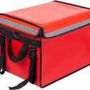 Red Insulated Bags For Food Delivery XL - 18.1" x 13.8" x 13.8", Commercial Insulated Food Delivery Bag w/ Divider, Waterproof & Foldable Catering Bag Food Deliveries, Delivery Pizza Bags 12 Inches