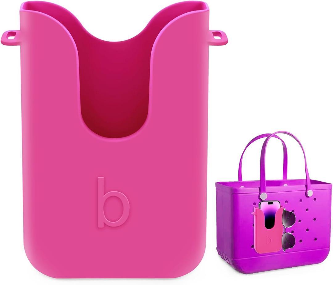 Silicone Phone Holder for Bogg Bags, Compatible Phone Case Attachment, Beach Tote Bag Accessory – Ideal Holder for Bogg & Similar Beach Bags (Pink)
