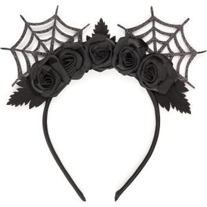 Needzo Halloween Mouse Ear Headband, Glitter Party Decoration Costume Accessories for Girls and Women, One Size (Spiderweb)