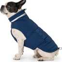 Mklhgty Waterproof Dog Coat for Small Dogs, Warm Dog Winter Jacket, Reflective Windproof Turtleneck Dog Cold Weather Coats with Adjustable Hook & Loop - Blue - S