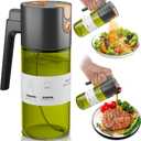 Upgrade 2 in 1 Oil Sprayer for Cooking, 17oz Olive Oil Dispenser Bottle for Kitchen Gadgets with Stickers, 2026 Large Advanced Food Grade Light-Blocking Glass Spray Bottle for Salad, Air Fryer, BBQ