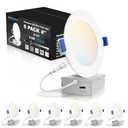 VOLISUN 6 Pack 4 inch Recessed Lighting, 5CCT Ultra-Thin LED Recessed Light with Junction Box, 2700K-5000K Selectable, 810Lumen Dimmable Canless Wafer Downlight, LED Ceiling Light ETL Certificated