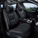 TIEHESYT Black Car Seat Covers Front Pair, Breathable Leather Automotive Front Seat Covers & Headrest for Comfortable Driving, Universal Auto Interior Fit for Most Kinds of Vehicles, SUV, Sedans