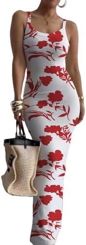 Nimsruc Women Summer Long Dress Casual Slip Sexy Slim Sleeveless Bodycon Maxi Dresses for Women 2024 L