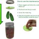 7pack Maintenance airlock waterless fermentation lids for wide mouth mason jars. Make Sauerkraut, Kimchi, Pickles, any fermented vegetable probiotic foods. BPA, mold free, dishwasher safe.