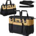 20 IN Large Tool Bag For Men Heavy Duty, Drill Bag Tool Bag Organizer, Wide Mouth Waterproof Hard Bottom Multiple Pockets Tool Tote, Tool Caddy, Maintenance