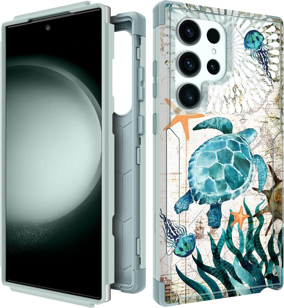 for Samsung Galaxy S25 Ultra Case for Women - Cute Phone Cover Cool Aesthetic Unique Design Teen Turtles Heavy Duty Protective Shockproof Funda Samsung S25 Ultra Case