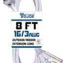 YOJOE 3-Outlets Indoor Outdoor Extension Cord with Lighted End, 3 Prong 13A Weatherproof Power Cord, 16 Gauge Heavy Duty 8 ft White Extension Cord Multiple Outlets, 16/3 SJTW UL Listed
