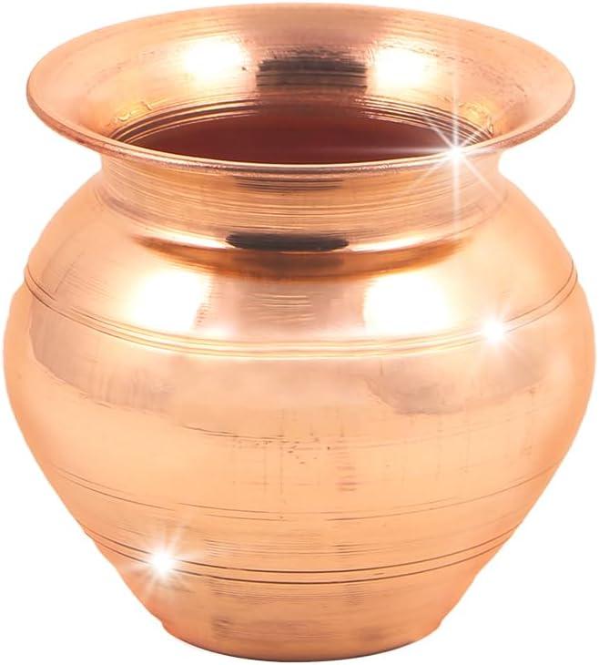 Shubhkart Indian Pure Copper Kalash, Lota for Puja Decoration 7 cm Height (Small Size) Pure Copper, Copper Vessel Lota Kalash for Pooja at Home, Wedding Purpose, use in Office, Temple and All Festival