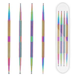Dotting Tools,4 Pcs Professional Ball End Nail Art Tools Nail Art Brushes Nail Design Tools Stailess Steel Dotting Pen Tool Nail Art Kit Rhinestone Picker Tool Pottery Tools Polymer Clay Tools (Colorf (Multi-colored - 4pcs)