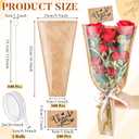 Gilprop 100 Packs 16.5'' Flower Wrapping Bags Kraft Paper Floral Packing Sleeves with Floral Card Holder Picks Ribbons and Thank You Card Bouquet Flower Wrapping Sleeves for Wedding, Birthday Gift