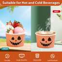 Grencian 120 Pcs Halloween Treat Snack Cups 12 Oz Disposable Pumpkin Ghost Bowls Disposable Paper Cup Orange Black Paper Cup Dessert Bowls Food Tasting Cups for Halloween Party Supplies