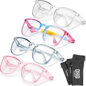 OXG 4 Pack Safety Glasses Anti Fog Goggles, Blue Light Blocking Stylish Safety Glasses for Women Nurses Protective Eyewear (Rainbow+clear+pink+blue)