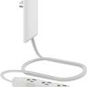 LIDER Flat-Face Outlet Extender with 3 Receptacles, Ultra-Thin Wall Plate Plug with Cord Extender and 3-Outlet Power Strip, 3ft Cord, LWE3-315-W, ETL-Listed, White