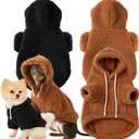 Reginary 2 Pcs Fuzzy Small Dog Hoodie Winter Dog Sweaters Double-Sided Plush Warm Soft Hooded Puppy Pet Sweatshirt Clothes Coats(Small,Black and Brown)