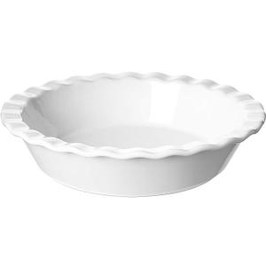 LE TAUCI Ceramic Pie Pans Plate for Baking, 9 inch Deep Dish Baking Dish, 52 ounce Bakeware for Apple Pecan Pie, White