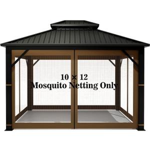 Gazebo Universal Replacement Mosquito Netting – Hugline 10' x 12' Outdoor Mesh Netting Screen 4-Panel Sidewall Curtain with Zipper (Brown) Gazebo Universal Replacement Mosquito Netting – Hugline 10' x 12' Outdoor Mesh Netting Screen 4-Panel Sidewall Curtain with Zipper (Brown)