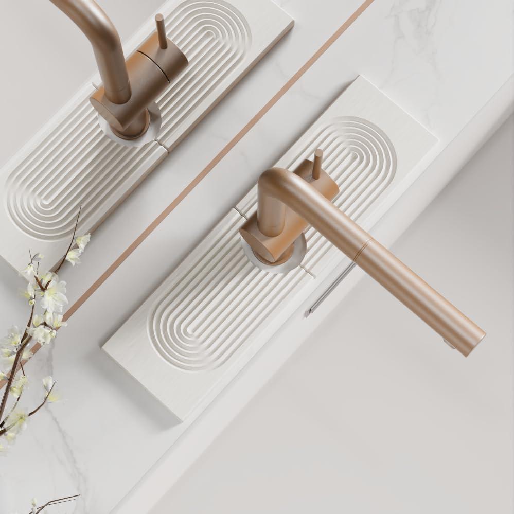 Faucet Mat for Kitchen Sink, Diatomite Quick Drying Tray , 15.8 Inch Kitchen Sink Splash Guard and Bathroom Stone Trays for Counter, Super Absorbent, White 