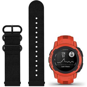 Compatible with Instinct (Solar/Tactical/Esports/Surf/Camo) Instinct 2/2S Bands Replacement Canvas Nylon Strap (Instinct 2S/E 40mm (5.7"-7.6"), (40MM) Black)