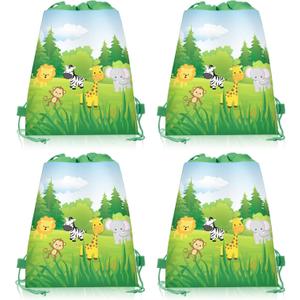 CC HOME 12 Pack Jungle Animals Drawstring Party Bags Safari Gift Candy Treat Bags Jungle Animals Theme Party Favor for Kids Girls Boys Birthday Baby Shower Decorations 10.6 x 13.4inches