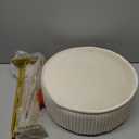 IBUYKE Velvet Round Footrest Stool Ottoman, Makeup Vanity Stool Side Table, Velvet Dressing Table Seat, Pouf Couch Stool, Golden Steel Legs, Creamy-White LG-30M (Without Storage)