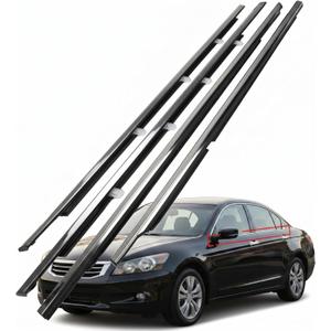 Chrome Window Molding Trim Seal Belt Compatible with Honda Accord Sedan 2008-2012, 4-Piece Exterior Weatherstrip Set Front Rear Left Right Replaces 72410-TA0-A01 72450-TA0-A01 (4-Door Only)