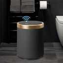 URALFA Automatic Motion Sensor Bathroom Trash Can with Lid, 10.5 Liter / 2.8 Gallon Touchless Trash Bin, Smart Dog Proof Garbage Can, Small Waste Basket for Toilet, Office, Bedroom (Dark Grey)