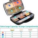 Travel Pill Organizer Large Portable Medication Fullicon Oversize 8 Compartment Pill Box, Vitamin Travel Case Pill Holder - Airtight & Moistureproof (Black)