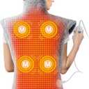 Massaging Heating Pad for Neck and Shoulders and Back, Large Electric Heating Pad for Back Pain Relief with 3 Heat Levels, 4 Massage Settings, 4 Massage Motors (Grey) 35"*24"