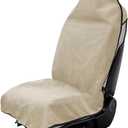 Car Towel Seat Cover, Waterproof Non-Slip Front Seat Protector for Post Gym Workout Beach Hiking, Sweatproof Washable Bucket Seat Protective Cover for Car SUV Truck Sedan (Beige)