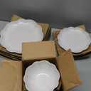 Sango 12 Pieces Scalloped Dinnerware Set, Modern White Dishes for 4, Premium Serving Plates & Bowls Sets, Chip & Scratch Resistant, Ceramic Dishware, Kitchen Dish, Microwave & Dishwasher Safe, Bethany