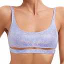 Sparkly Rave Top for Women - Festival Glitter Crop Tank Tops Sexy Underboob Bra EDM Concert Holographic Outfits (Purple, Medium)