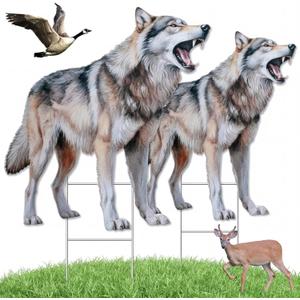 Qualirey Coyote Decoy for Geese Deterrent 27.5 x 26 Inch Fake Predator Hunting Decoy 2D Coyote Repellent Devices to Scare Goose Deer Keep Away Small Animals