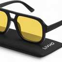 livho Trendy Polarized Square Aviator Sunglasses Women Men Square Eyewear Frame, Retro Sun Glasses for Women Men 2025 Shades