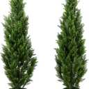 Two 5 Foot Outdoor Artificial Cedar Topiary Trees Uv Rated Potted Plants (5ft)