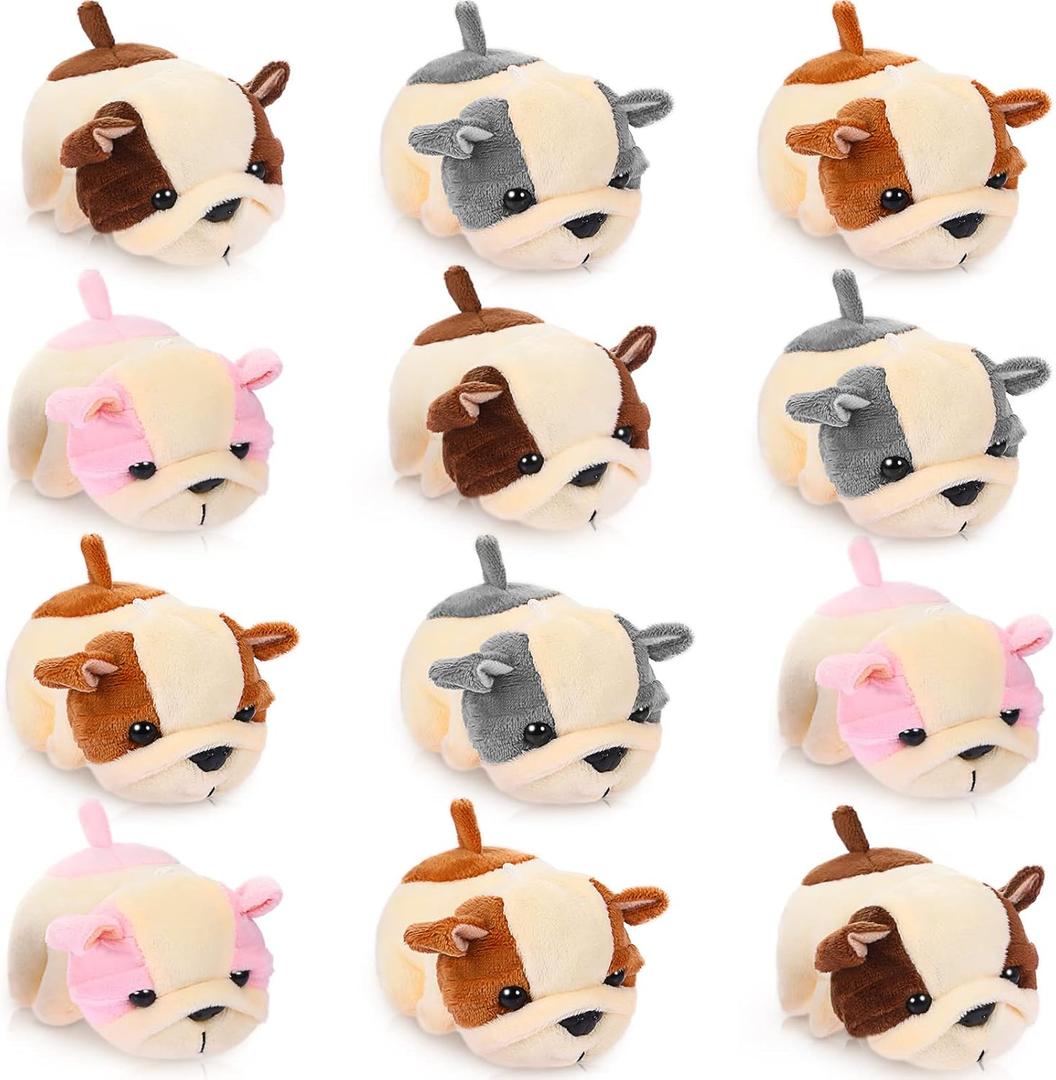 12 Pcs Cute Stuffed Animal Toy 4 Inch Mini Plush Mermaid Tiger Turtle Puppy Pig Alpaca Cat Ornaments Stuffed Doll Keychain Handbag Pendant for Birthday Party Favors DIY Home Decor(Dog Style)