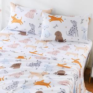 Twin Sheet Set Kids,3 Pieces Breathable Soft Microfiber Bedsheets for Child Boys Girls, Anti Pilling Deep Pockets Easy Care Bed Sheets, Puppy