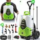 5.2 Gallon Battery Powered Backpack Sprayer with Wheeled Cart, 0-120 PSI Adjustable Pressure, 16.4FT Hose, 8 Nozzles, Compatible with Makita 18V Battery for Lawn Garden Yard Weeding Cleaning