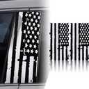 XhuangTech 1 Pair USA Flag Car Center Pillar Decals - HD Printed American Flag Vinyl B-Pillar Stickers, Personalized Stars & Stripe Pattern DIY Auto Vehicle Door Pillar Sticker Decal (Black)
