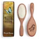 Desert Breeze Natural Wood Bristle Hair Brush, Gentle Scalp Massage, Pear Wood Handle, Made in Germany, For All Hair Types, Rounded Wooden Pins, Anti-Static (1 Count (Pack of 1))