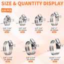 Hose Clamp Assortment Kit 130 PCS, 304 Stainless Steel Hose Clamps 1/4''–1-1/2'' Worm Gear Clamps Pipe Clamp for Auto, Radiator, Fuel Line, Duct,Tube