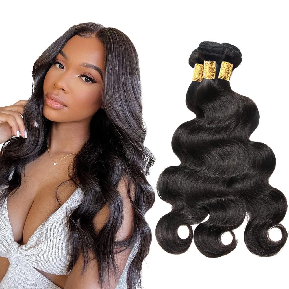 Body Wave Bundles Human Hair Body Wave Bundles Natural Black Human Hair Bundle NiegMeag Natural Black Color 1B Bundle 150g 18 20 22 Inch