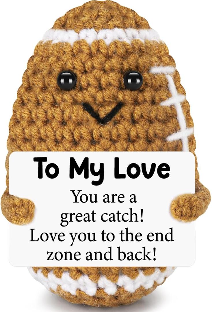 Birthday Gifts for Him Her Boyfriend Girlfriend, To My Love Handmade Emotional Crochet Football, Small Cute Anniversary Present for Him, Mini Romantic I Love You Gifts for Husband Wife Couple