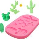 3 x Cactus Silicone Fondant Moulds 4 Pcs, Alpaca Cactus Llama Mold for Cake Decoration Chocolate Candy Sugar Cupcake Topper Cake Pop Popsicle Polymer Clay Crafts