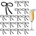 AHANDMAKER 30Pcs Black Bows Drink Markers Acrylic Bowknot Wine Glass Markers Coquette Wine Glass Tags Charms for Bachelorette Birthday Wedding Coquette Tasting Party Decor Accessory