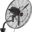 VEVOR 24 Inch 3-Speed 7000 CFM Black Waterproof Wall Mount Oscillating Fan