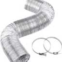 Cenipar Dryer Vent Hose-4 inch Ducting Vent Hose Flexible Aluminum Foil Non-Insulated (4 inch 25 feet) with 2 Clamps (Silver)